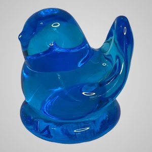 Leo Ward Bluebird of Happiness Art Glass Bird Figurine Signed